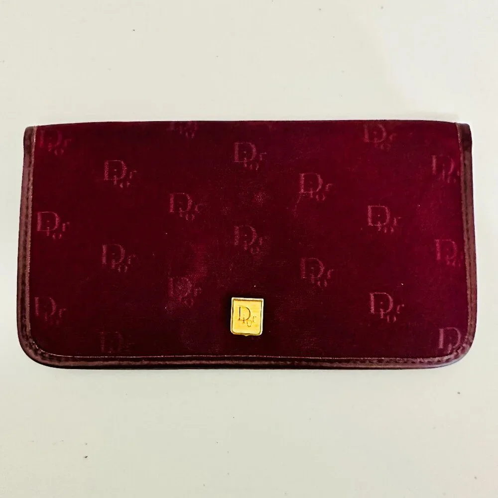 CHRISTIAN DIOR MONOGRAM JACQUARD AND LEATHER BIFOLD CHECKBOOK TRAVEL WALLET